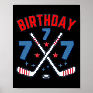 Poster Hockey sur glace Sept Garçon d'anniversaire 7e Fêt