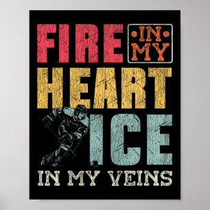 Poster Hockey sur glace Vintage Fire In My Heart Ice In M