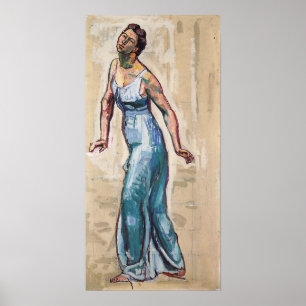 Poster Hodler - Chiffre Féminin Striding Dans Blue Gwand