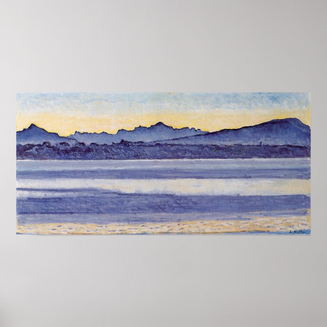 Poster Hodler - Lac Léman Avec Mont Blanc Au Matin L... (Devant)