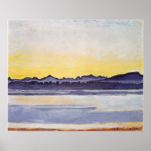 Poster Hodler - Lac Léman Avec Mont Blanc Avant Sunri... (Devant)