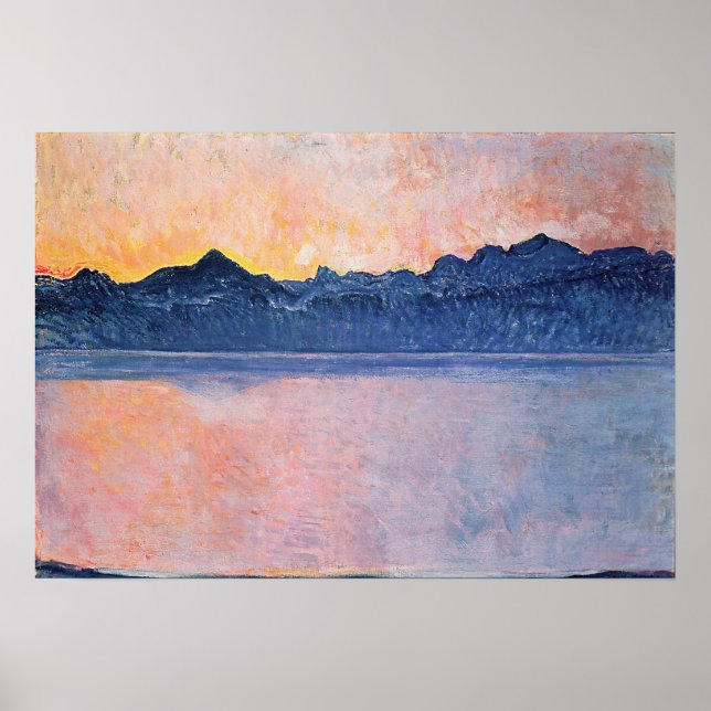 Poster Hodler - Lac Léman, Mont Blanc, Lumière du matin 1 (Devant)