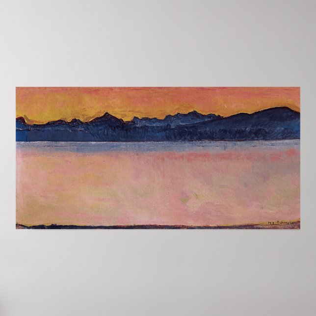Poster Hodler - Lac Léman, Mont Blanc, Matin 1918 (Devant)
