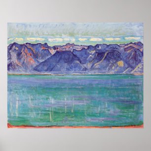 Poster Hodler - Lac Léman, Vues de la montagne de Savoie