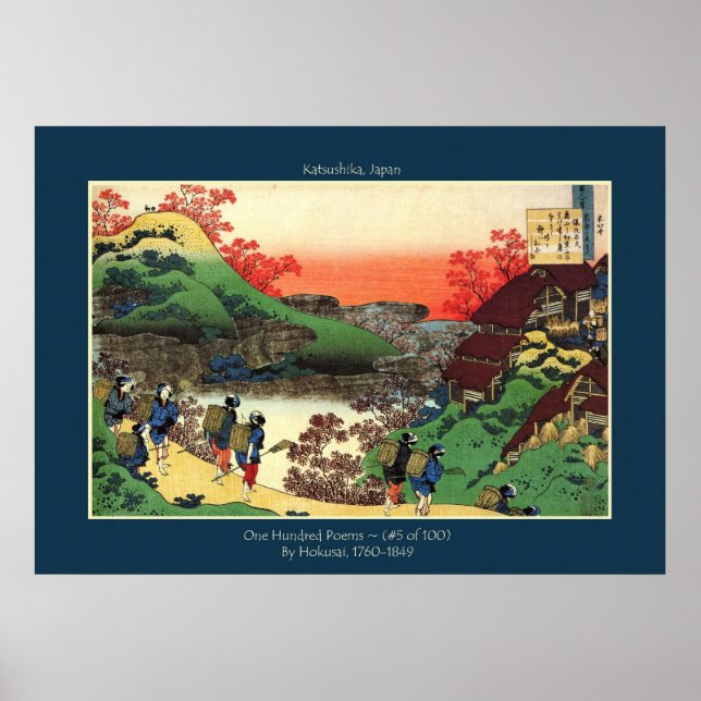Poster Hokusai 1760-1849 Katsushika, Japon 5 de 100 poème (Devant)