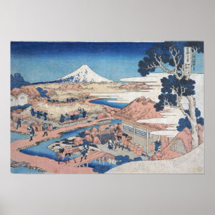 Poster Hokusai - Fuji Katakura Tea Fields, Suruga