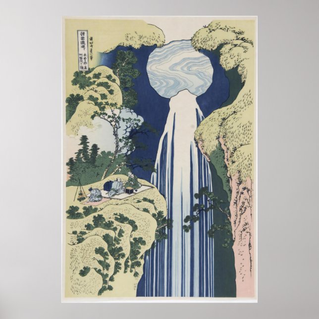 Poster Hokusai - Le paysage des chutes Amida Art (Devant)