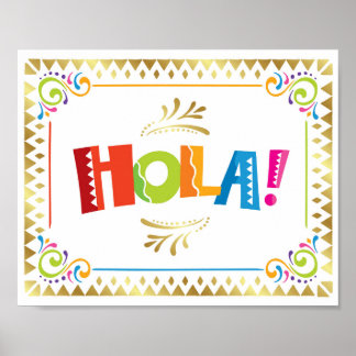Poster HOLA ! Panneau Fiesta Party