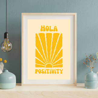 Poster Hola Positivity - Retro Sunshine Motivation Post