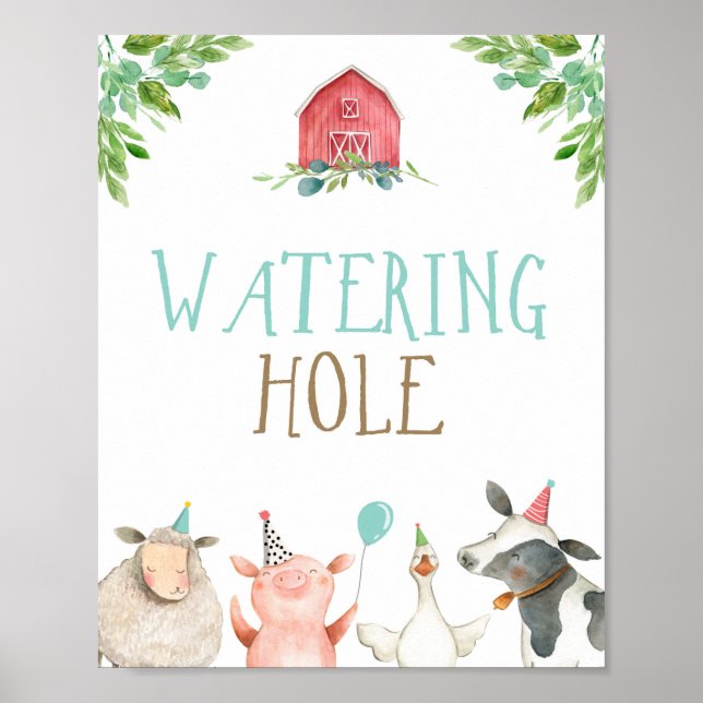 Poster Hole d'eau Animaux de ferme Barnyard Boy Anniversa (Devant)