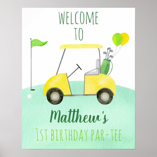 Poster Hole In One Golf First Birthday Par tee Welcome (Devant)