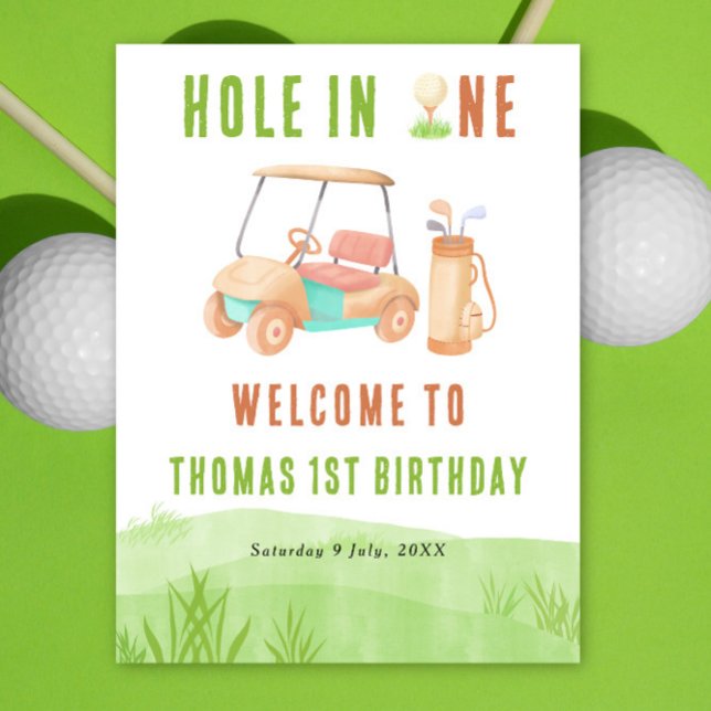 Poster Hole In One Golf Welcome Birthday Party (Créateur téléchargé)