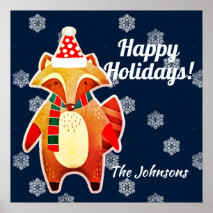 Poster Holiday Raccoon