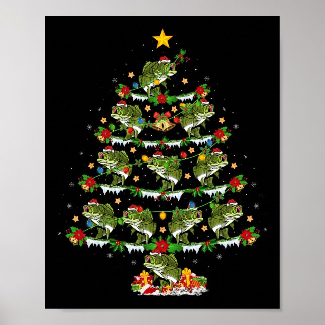 Poster Holiday Xmas Lighting Santa B Fish Christmas Tree  (Devant)