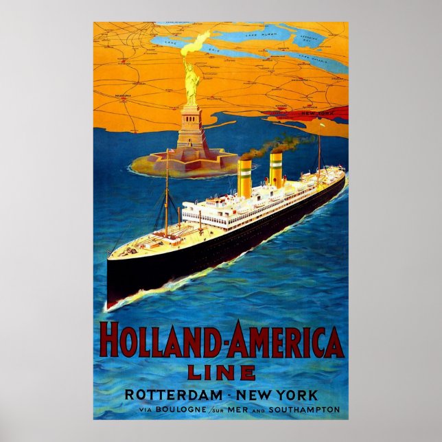 Poster Holland America Line Rotterdam New York (Devant)