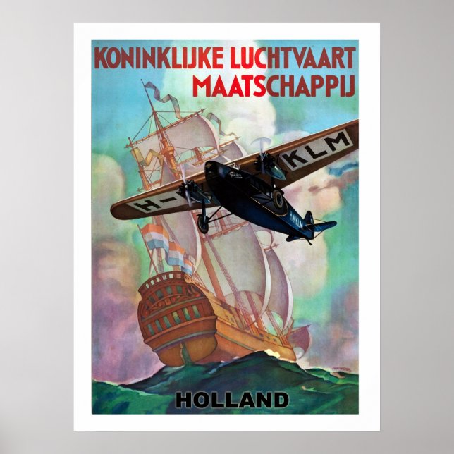 Poster Hollande, navire hollandais et fantôme volant, vin (Devant)