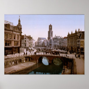 Poster Hollande vintage, Oude Gracht Bakkerburg, Utrecht
