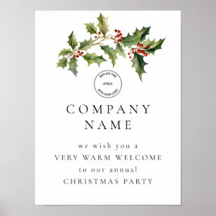 Poster Holly Berries Welcome Company Logo du Noël