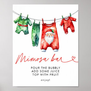 Poster Holly Christmas Père Noël Baby shower Mimosa Bar