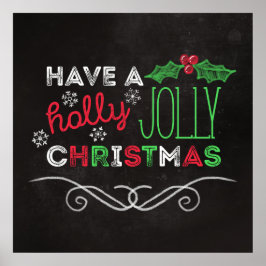 Poster Holly Jolly Christmas Rustic Chalkboard
