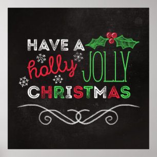 Poster Holly Jolly Christmas Rustic Chalkboard