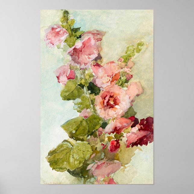 Poster Hollyhocks par Franz Bischoff (Devant)
