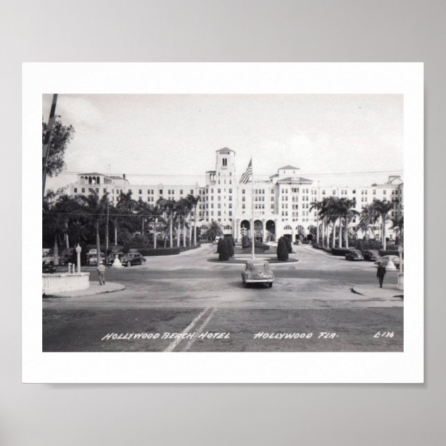 Poster Hollywood Beach Hotel, Floride Vintage (Devant)