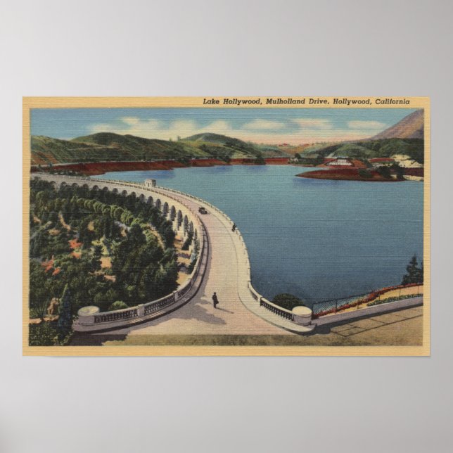 Poster Hollywood, CALake Hollywood & Mulholland Drive (Devant)