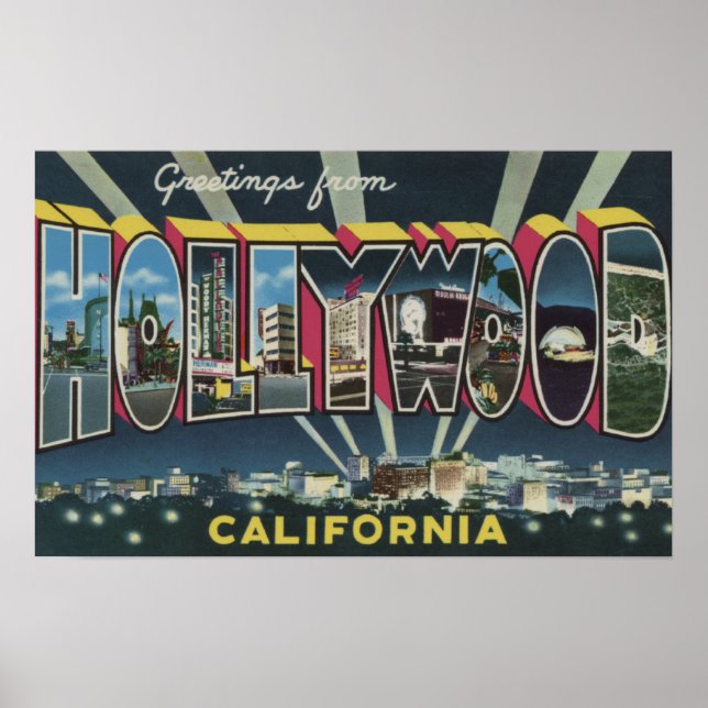 Poster Hollywood, CalifornieGrandes lettres Scènes 2 (Devant)