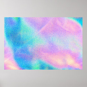 Poster Holographique texture réelle en bleu rose vert