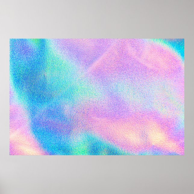 Poster Holographique texture réelle en bleu rose vert (Devant)