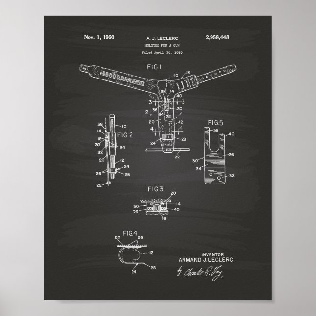 Poster Holster For A Gun 1960 Patent Art - Blueprint (Devant)