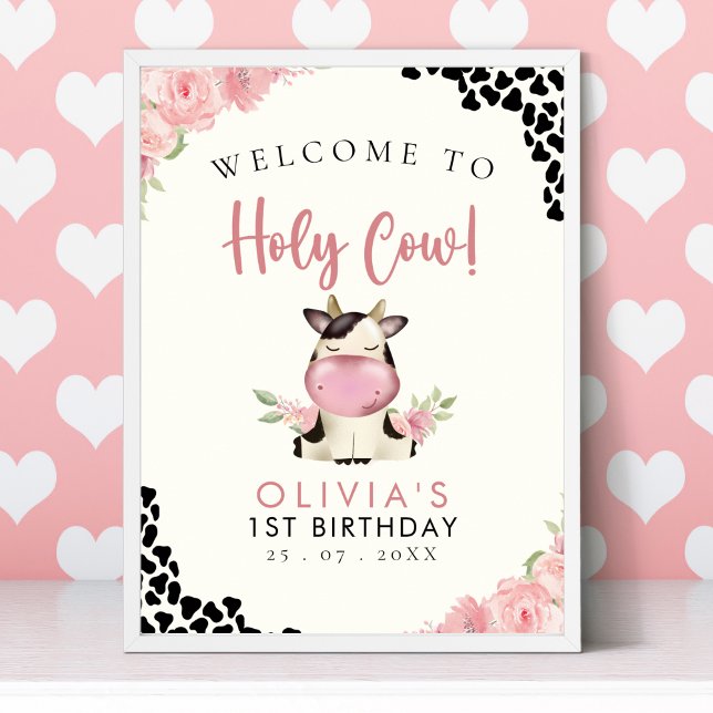 Poster Holy cow! -  Cute 1st Birthday Girl with Cow Theme (Créateur téléchargé)