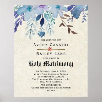 Poster Holy Matrimony ♥ Certificat Mariage