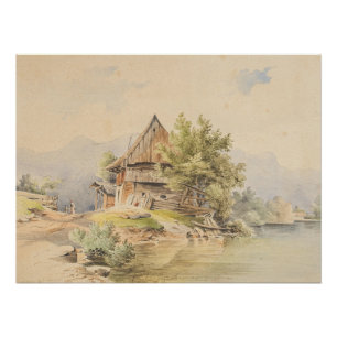 Poster Holzhütte am See - Carl Lafite