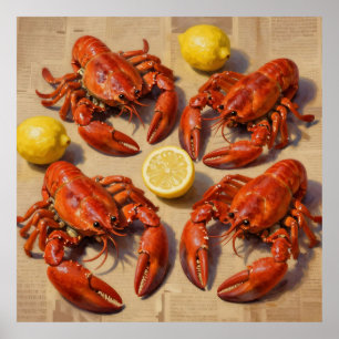 Poster Homard bouilli frais Fête du citron Journal