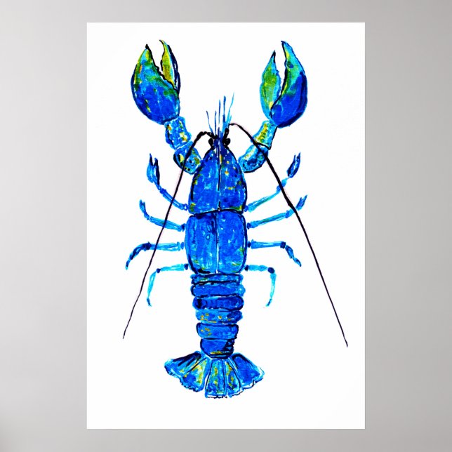 Poster Homard en bleu (Devant)