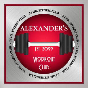 Poster Home Fitness Centre Workout Club Gym Open 24 Hrs
