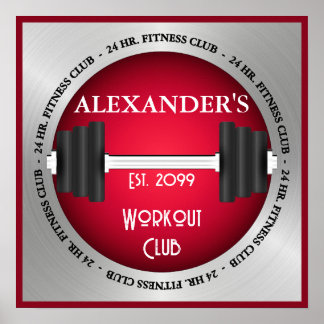 Poster Home Fitness Centre Workout Club Gym Open 24 Hrs