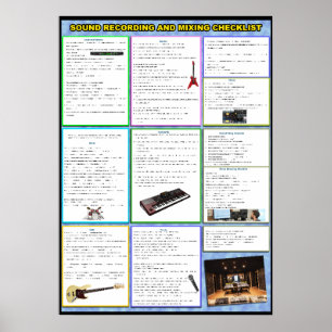 Poster Home Recording and Mixing Checklist