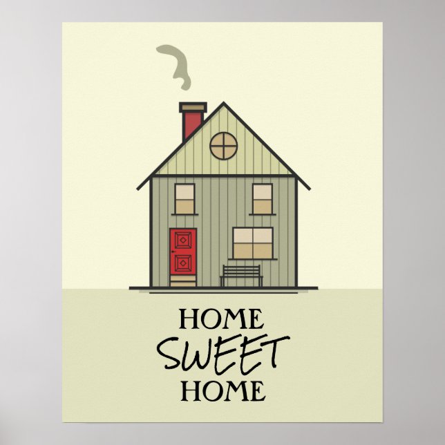 Poster Home Sweet Home Citation Cute House (Devant)