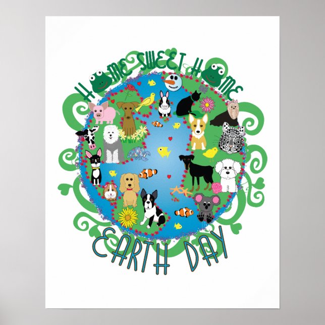 Poster Home Sweet Home Jour des terres Animaux Imprimer (Devant)