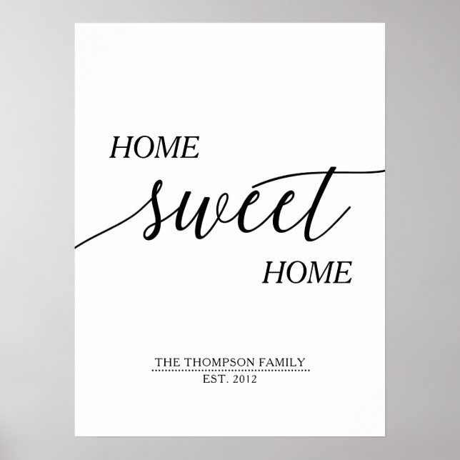 Poster Home Sweet Home Nom de famille (Devant)