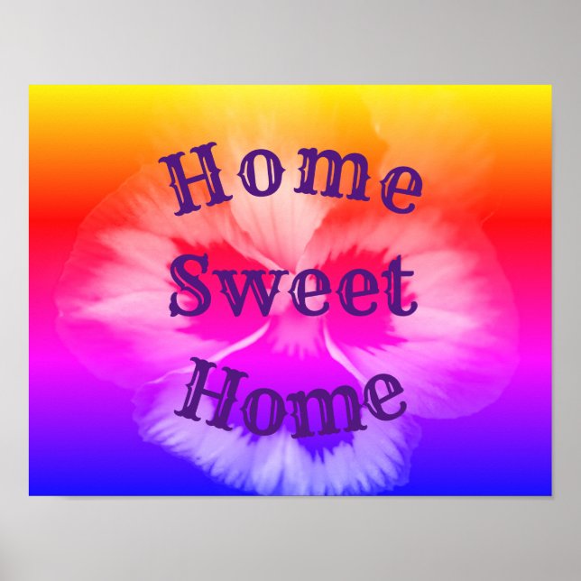 Poster Home Sweet Home Pansy Flower (Devant)