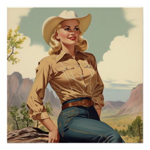 Poster Hommage à Cowgirl Spirit : Wild West Whispers