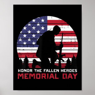 Poster Hommage à la Fallen Heroes Memorial Day US Drapeau