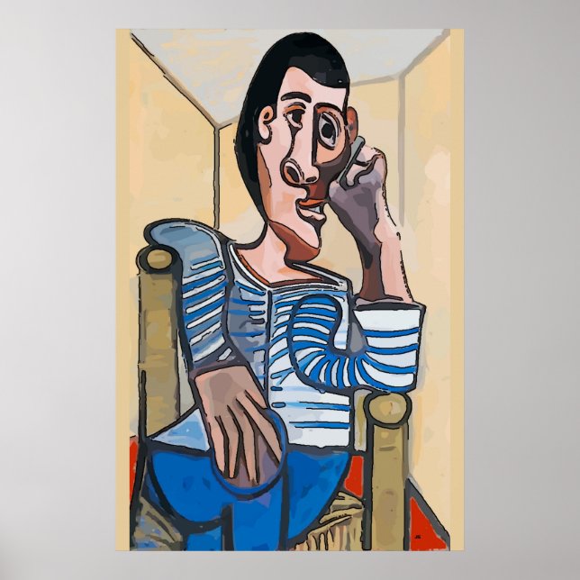 Poster Homme Abstrait sur le téléphone portable, modifier (Devant)