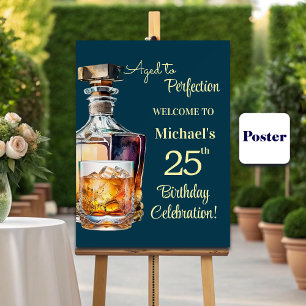 Poster Homme âgé à la perfection 25 ans Whisky Anniversai