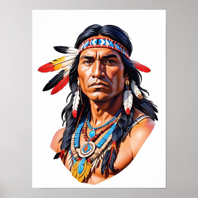 Poster Homme amérindien (Devant)
