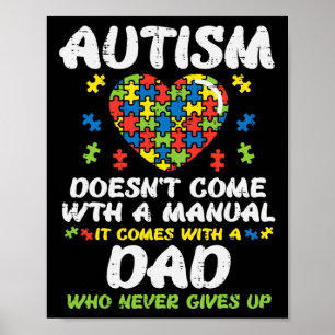 Poster Homme Autisme Ne Vient Pas Avec Manuel Papa Puzzle
